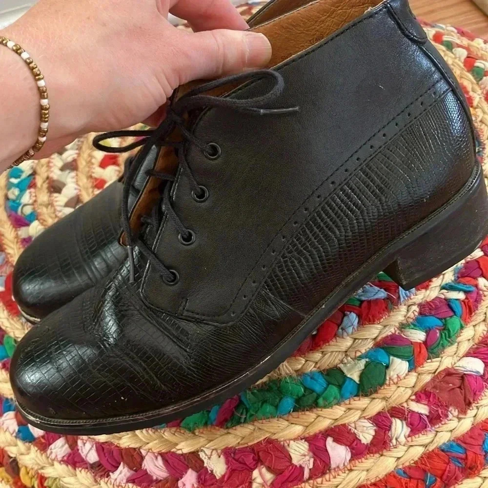 Ariat black croc leather ankle boots